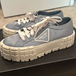 Darker Baby Blue nylon Prada sneakers mint condition.